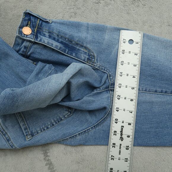 YMI Jeans Junior's Size 5 Blue High-Rise Super Flare Denim 32" Inseam Distressed - Picture 7 of 16